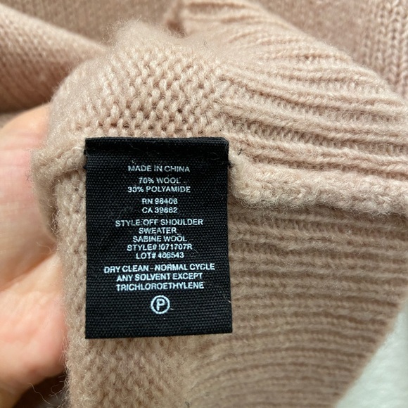 Theory Sabine Wool Blend Off The Shoulder Sweater Mauve Pink Sz P or XS - Picture 6 of 6